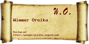 Wimmer Orsika névjegykártya